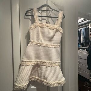Alexis Cream Ribbed Ruffled Mini Sundress
